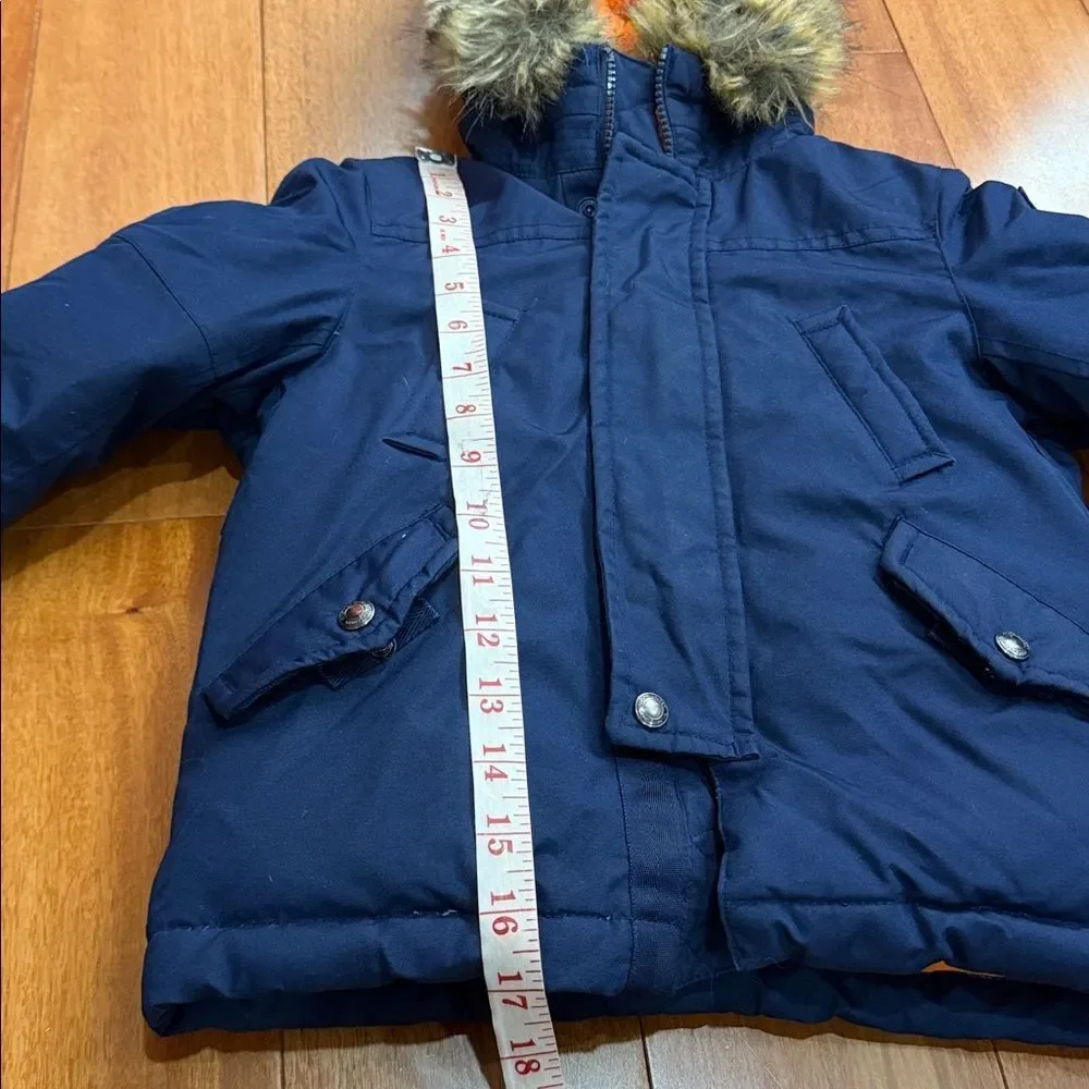 Polo by Ralph Lauren Navy Removable Fur White Duck Down Puffer Jacket Size 3T‎